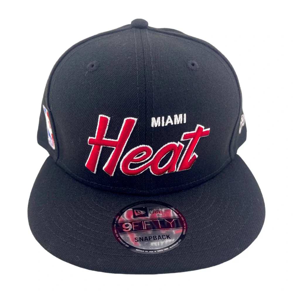 New Era Miami Heat Script‎ Up Logo Black/Grey UV NBA 9FIFTY Snapback Hat